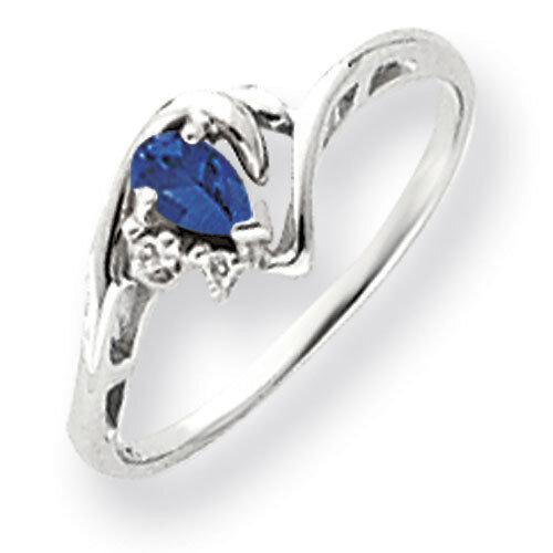 Sapphire Diamond Ring 5x3mm Pear 14k white Gold Y4628S/A