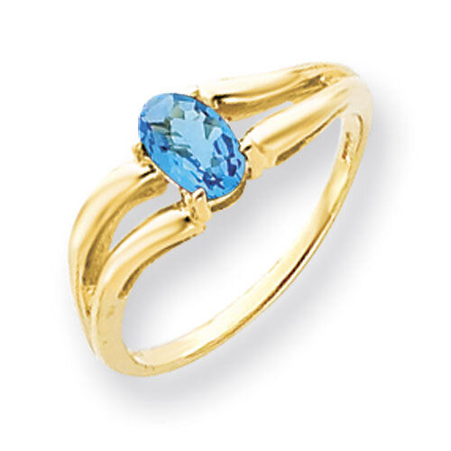 Blue Topaz Checker Ring 14k Gold 6x4mm Oval Y4646BC, MPN: Y4646BC, 883957560564