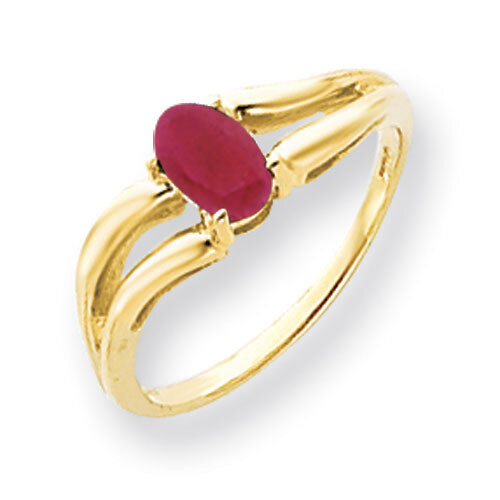 Created Ruby Ring 14k Gold 6x4mm Oval Y4646CR
