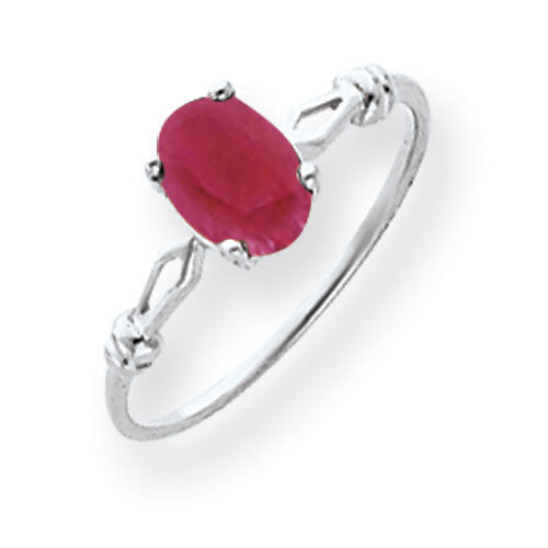 Created Ruby Ring 14k white Gold 7x5mm Oval Y4655CR