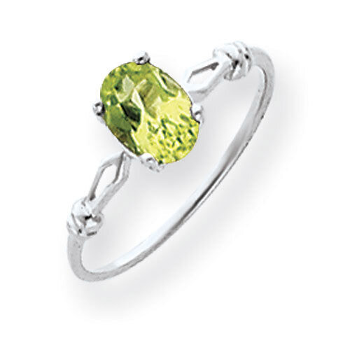 Peridot Ring 14k white Gold 7x5mm Oval Y4655PE