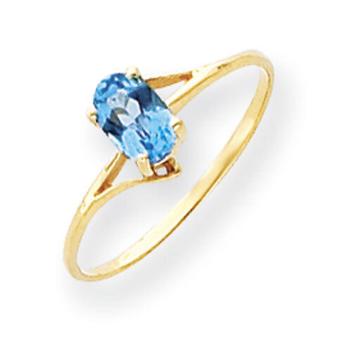 Blue Topaz Checker Ring 14k Gold 6x4mm Oval Y4659BC, MPN: Y4659BC, 883957560496