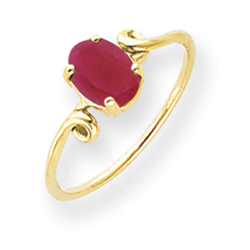 Created Ruby Ring 14k Gold 7x5mm Oval Y4663CR