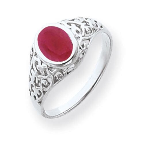 Created Ruby Ring 14k white Gold 7x5mm Oval Y4674CR, MPN: Y4674CR, 883957591117