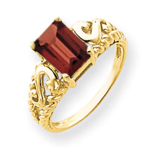 Garnet Ring 14k Gold 8x6mm Emerald Cut Y4677GA