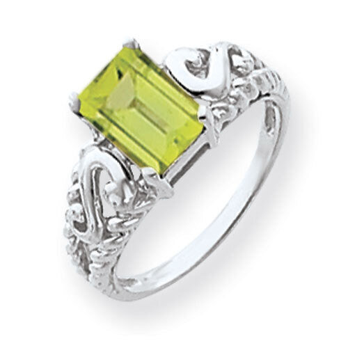 Peridot Ring 14k white Gold 8x6mm Emerald Cut Y4678PE, MPN: Y4678PE, 883957592190