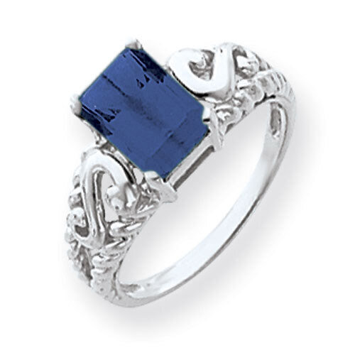 Sapphire Ring 14k white Gold 8x6mm Emerald Cut Y4678S