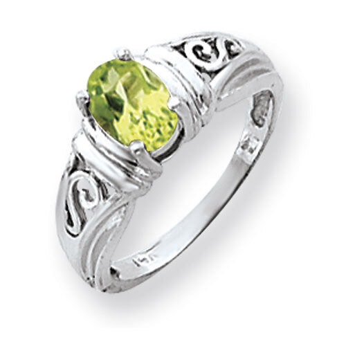 Peridot Ring 14k white Gold 7x5mm Oval Y4686PE, MPN: Y4686PE, 883957591629