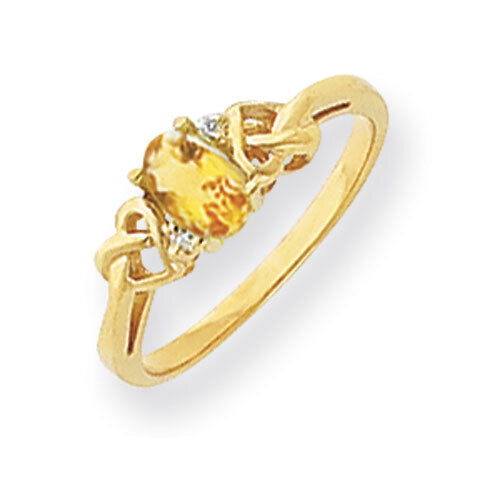 Citrine Diamond Ring 14k Gold 6x4mm Oval Y4690CI/A