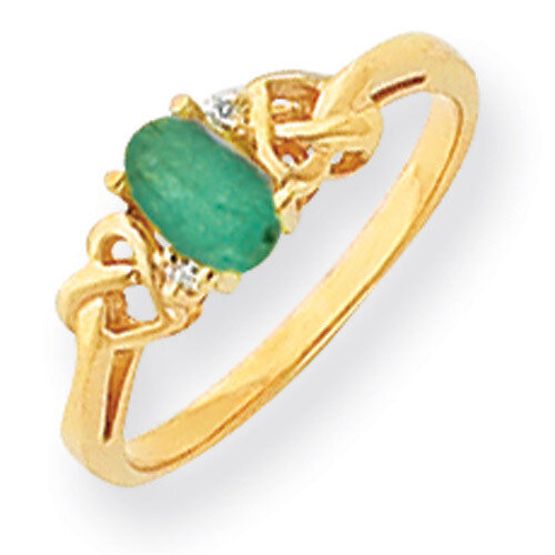Emerald Diamond Ring 14k Gold 6x4mm Oval Y4690E/A, MPN: Y4690E/A, 883957582689