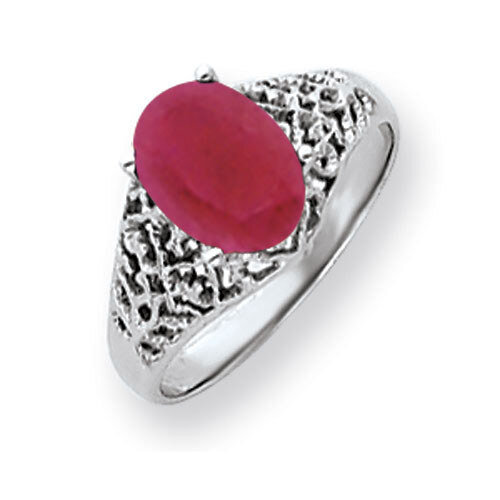 Created Ruby Ring 14k white Gold 8x6mm Oval Y4697CR, MPN: Y4697CR, 883957592909