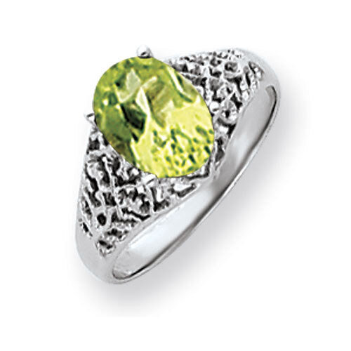 Peridot Checker Ring 14k white Gold 8x6mm Oval Y4697PC, MPN: Y4697PC, 883957593456