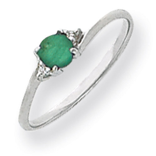 4mm Emerald Diamond Ring 14k white Gold Y4713E/A