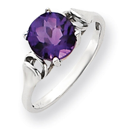 8mm Amethyst Checker Ring 14k white Gold Y4723AC