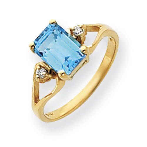 Blue Topaz Diamond Ring 14k Gold 8x6mm Emerald Cut Y4749BT/A, MPN: Y4749BT/A, 883957665740