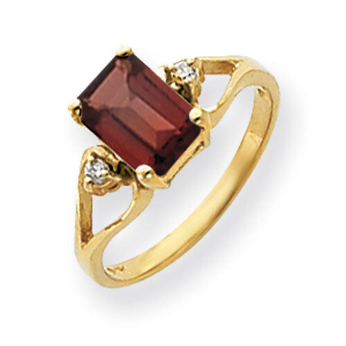 Garnet Diamond Ring 14k Gold 8x6mm Emerald Cut Y4749GA/A