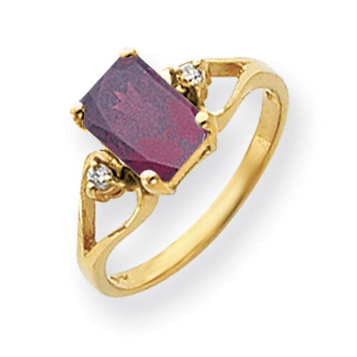 Rhodolite Garnet Diamond Ring 14k Gold 8x6mm Emerald Cut Y4749RG/A, MPN: Y4749RG/A, 883957666303