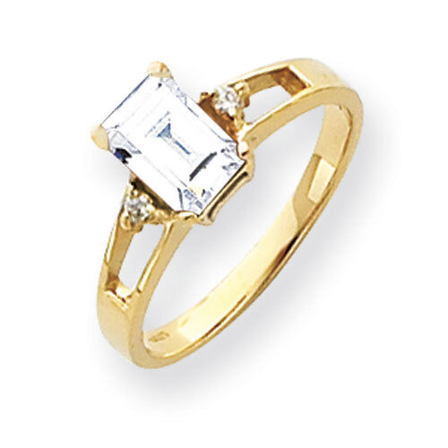 Cubic Zirconia Diamond Ring 14k Gold 7x5mm Emerald Cut Y4757CZ/A, MPN: Y4757CZ/A, 883957664262