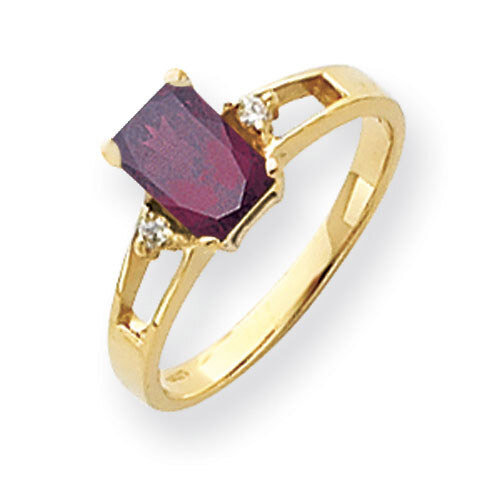 Rhodolite Garnet Diamond Ring 14k Gold 7x5mm Emerald Cut Y4757RG/A, MPN: Y4757RG/A, 883957665092