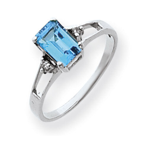 Blue Topaz Diamond Ring 14k white Gold 7x5mm Emerald Cut Y4758BT/A, MPN: Y4758BT/A, 883957668734