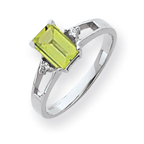 Peridot Diamond Ring 14k white Gold 7x5mm Emerald Cut Y4758PE/A, MPN: Y4758PE/A, 883957669335