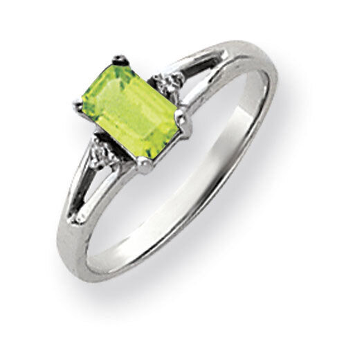 Peridot Diamond Ring 14k white Gold 6x4mm Emerald Cut Y4762PE/A, MPN: Y4762PE/A, 883957667799