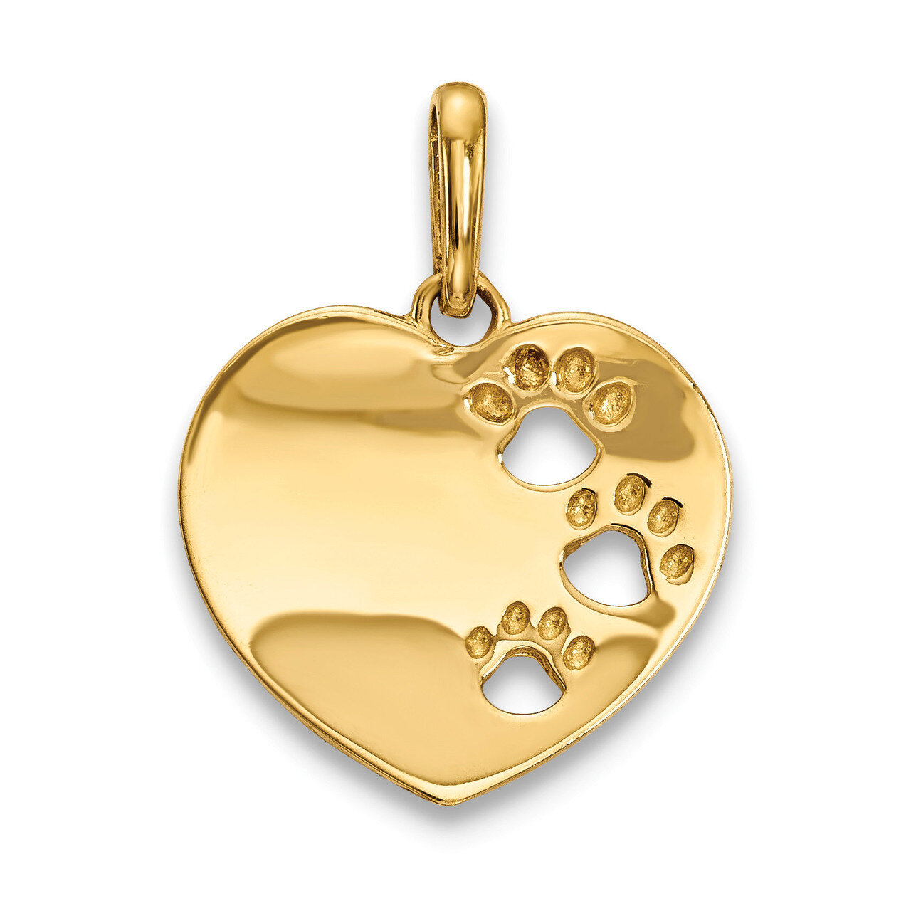 Childrens Heart with Pawprints Pendant 14k Gold YC1293