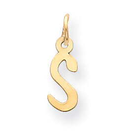 Initial S Charm 14k Gold Small Slanted Block YC644S, MPN: YC644S, 886774136424