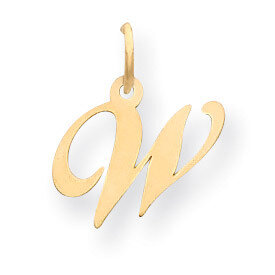 Initial W Charm 14K Gold Small Fancy Script YC650W, MPN: YC650W, 886774136677