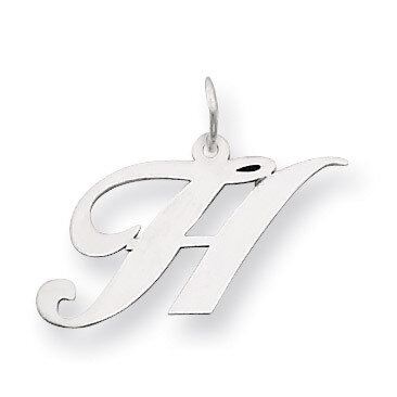 Medium Fancy Script Initial H Charm Pendant 14k white Gold YC653H, MPN: YC653H, 883957030074
