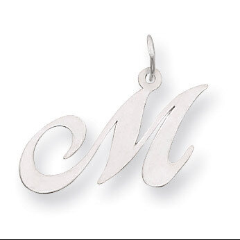 Medium Fancy Script Initial M Charm Pendant 14k white Gold YC653M, MPN: YC653M, 883957030135