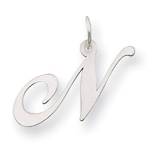 Medium Fancy Script Initial N Charm Pendant 14k white Gold YC653N, MPN: YC653N, 883957030142