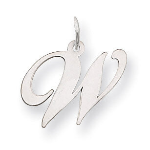Medium Fancy Script Initial W Charm Pendant 14k white Gold YC653W, MPN: YC653W, 883957030265