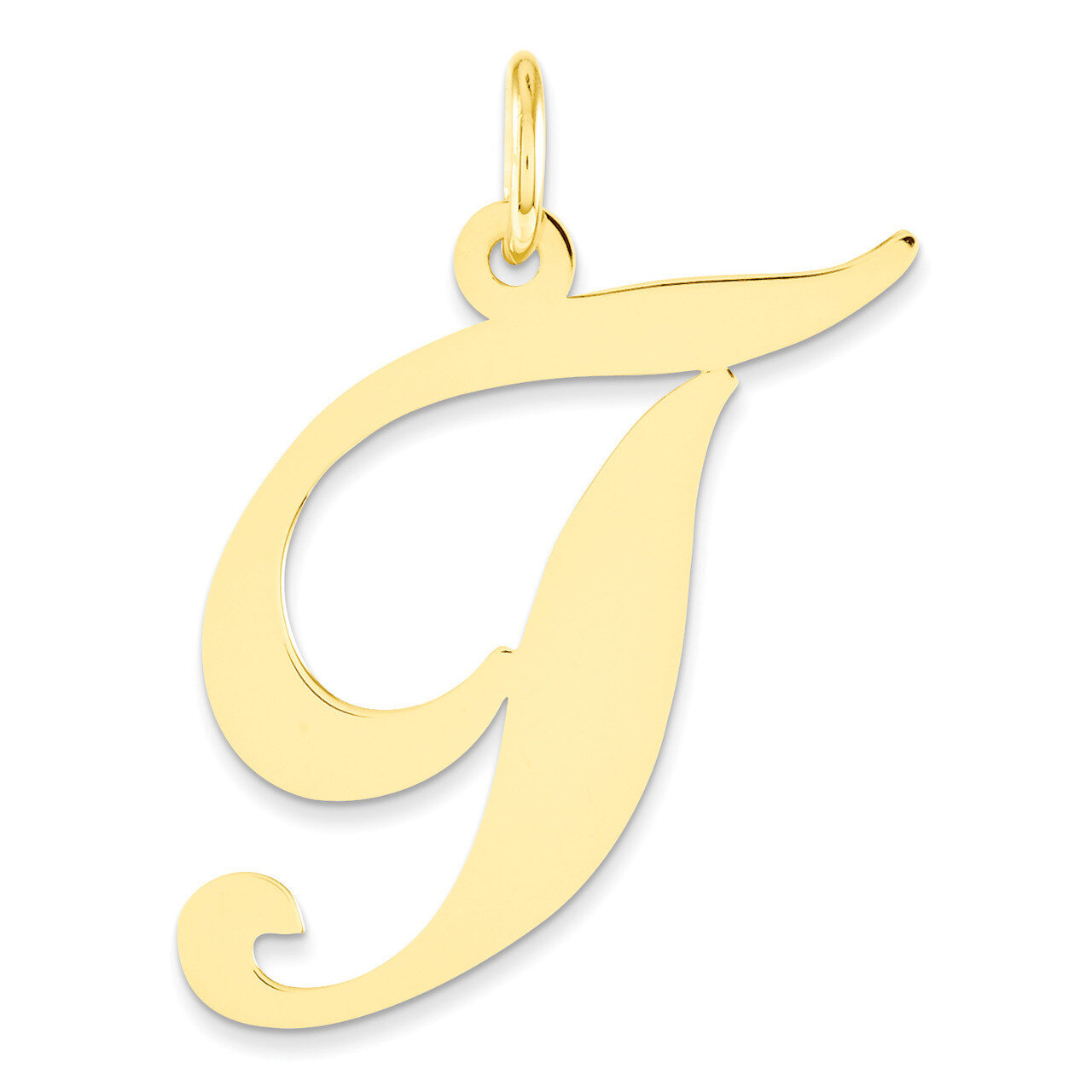 Initial T Charm 14k Gold Large Fancy Script YC654T