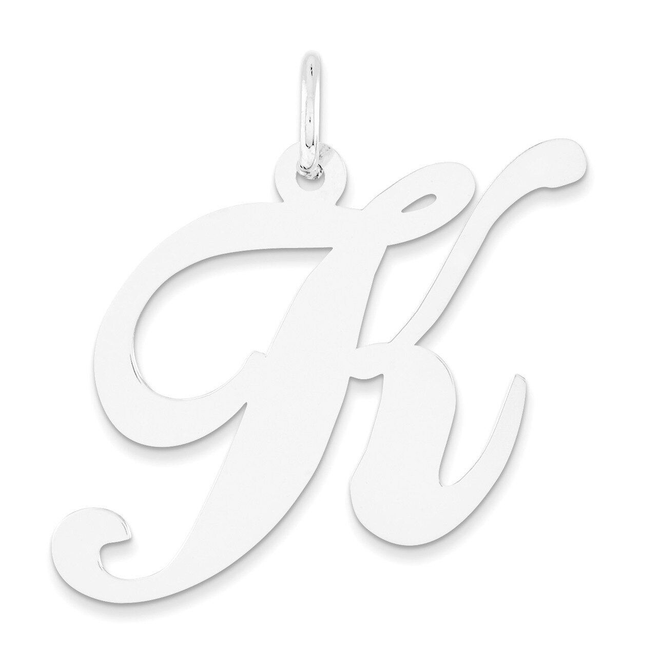 Large Fancy Script Initial K Charm 14k white Gold YC655K, MPN: YC655K, 191101634697