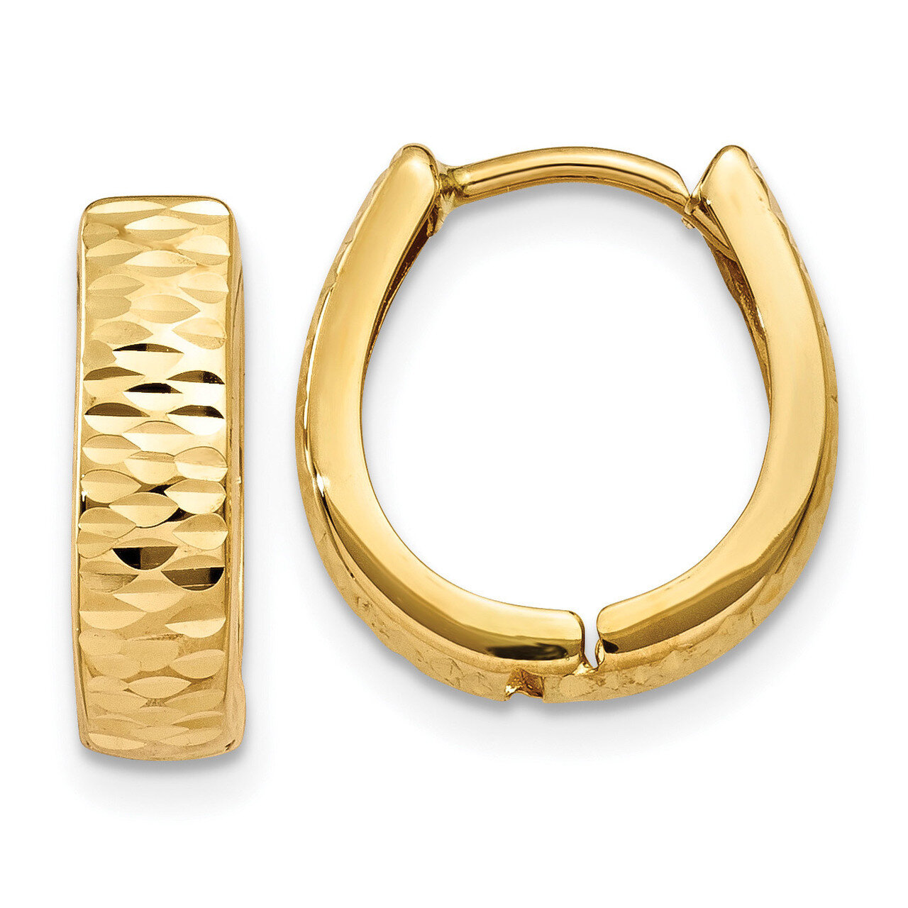 Hinged Hoop Earrings 14K Gold Textured and Polished YE1678