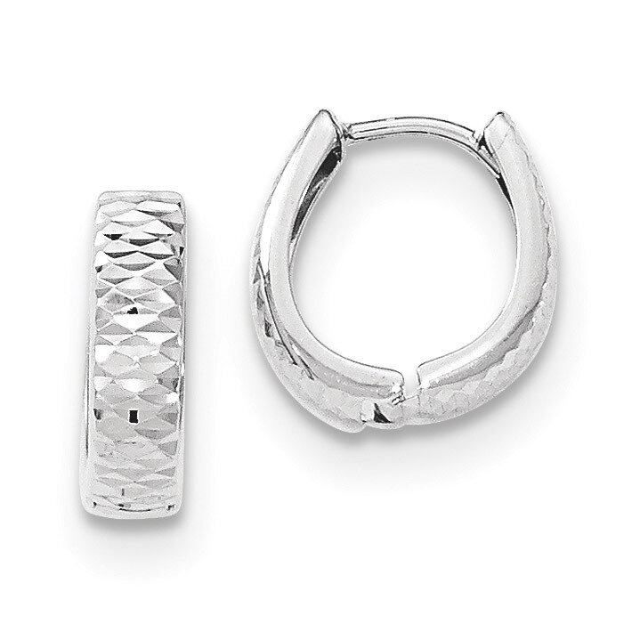 Textured and Polished Hinged Hoop Earrings 14k white Gold YE1679