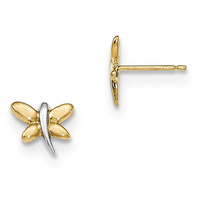 Polished Dragonfly Post Earrings 14k Gold & Rhodium YE1755