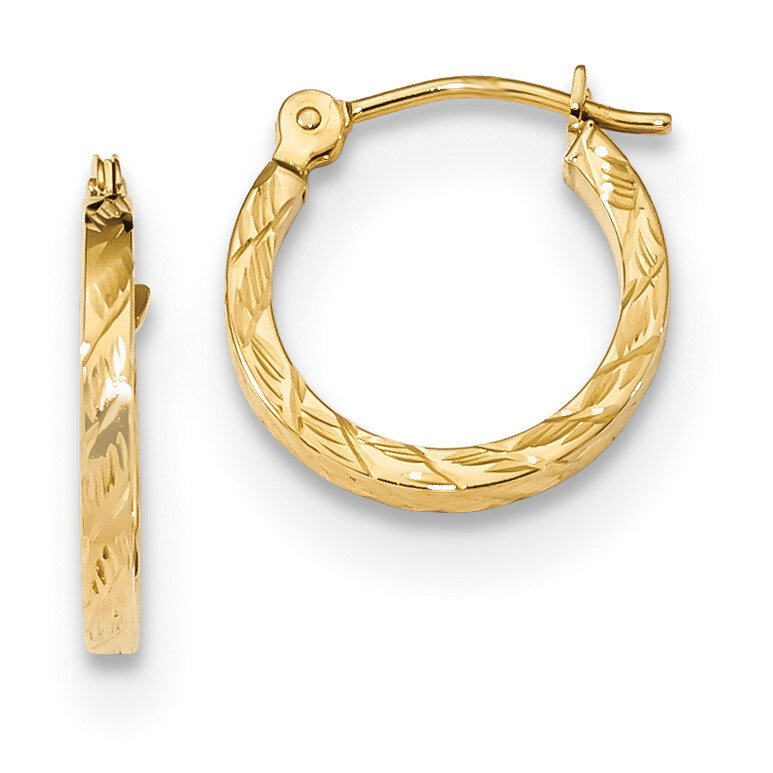 Diamond Cut 1.5mm Square Tube Hoops Earrings 14k Gold Polished YE1773, MPN: YE1773, 191101058998