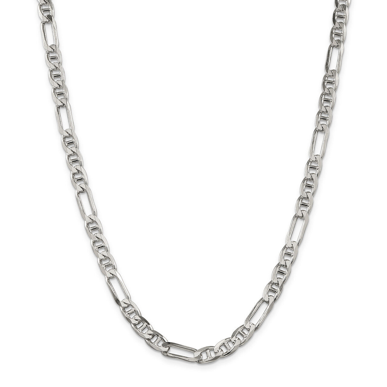 22 Inch 6.5mm Figaro Anchor Chain Sterling Silver QAF180-22, MPN: QAF180-22, 886774112725
