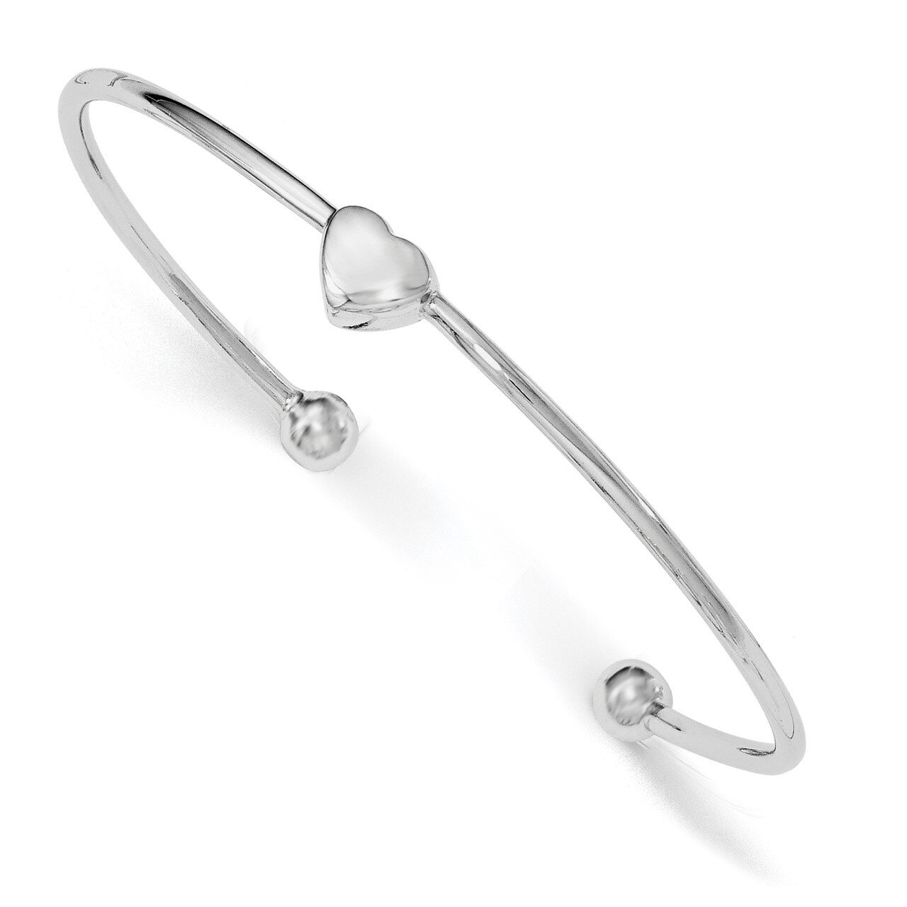 Heart Cuff Bangle Sterling Silver Rhodium-plated QB1002, MPN: QB1002, 196904160718