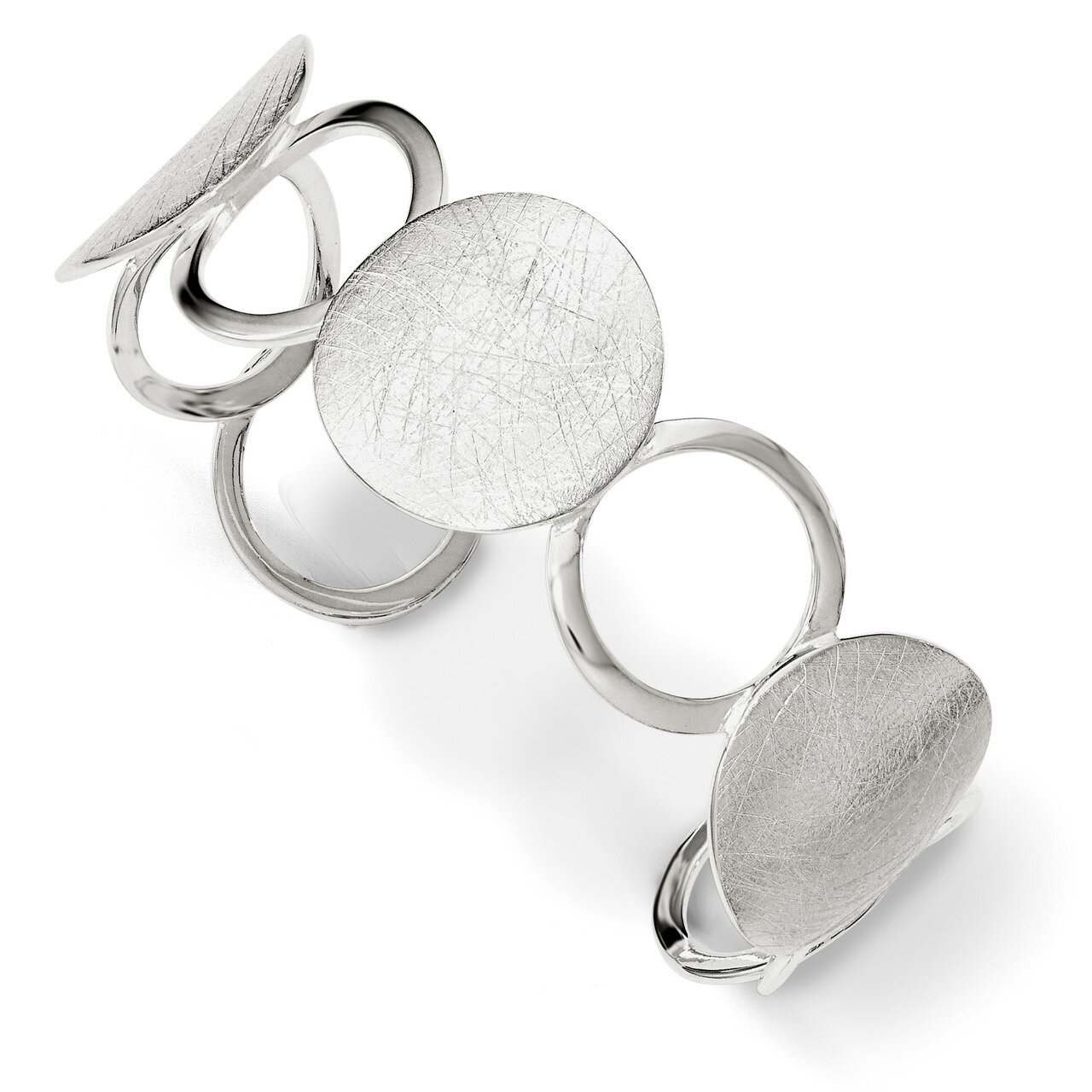 Textured Circles Bangle Sterling Silver Polished QB1018, MPN: QB1018, 191101271403