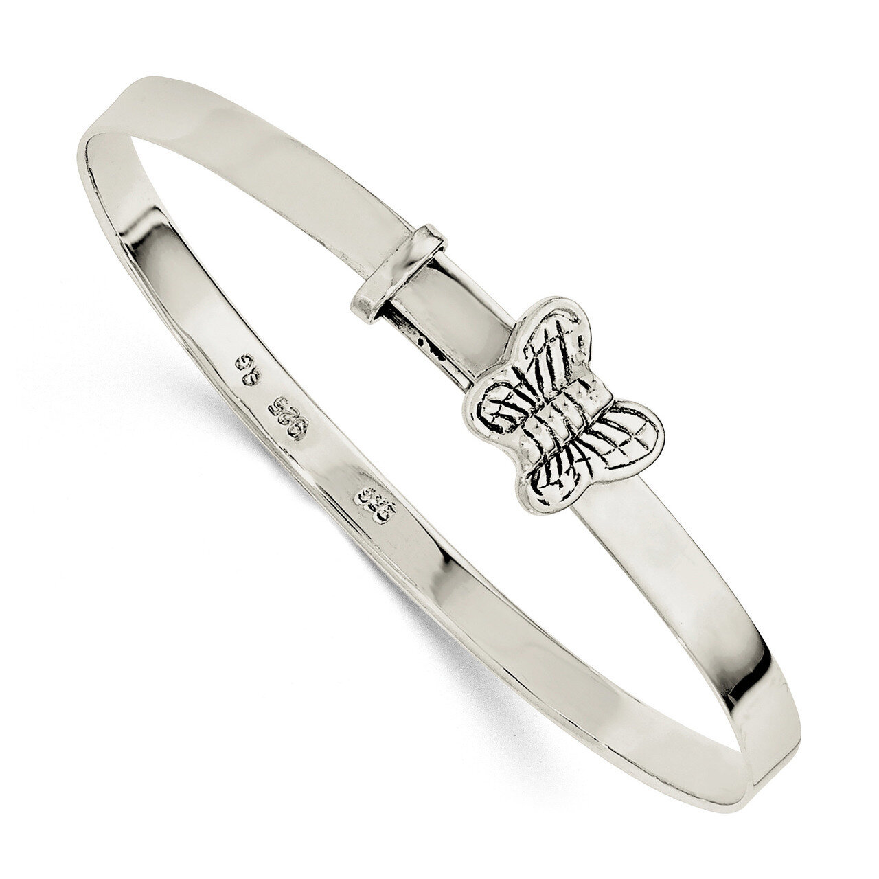 Butterfly Kids 4mm Adjustable Bangle Sterling Silver Polished QB1047, MPN: QB1047, 191101111358