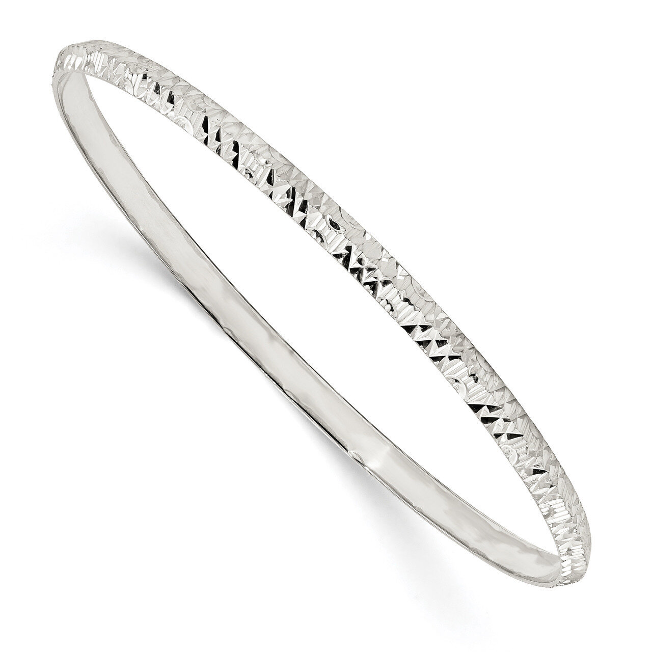Slip-on Bangle Sterling Silver Diamond Cut QB1088, MPN: QB1088, 886774099934