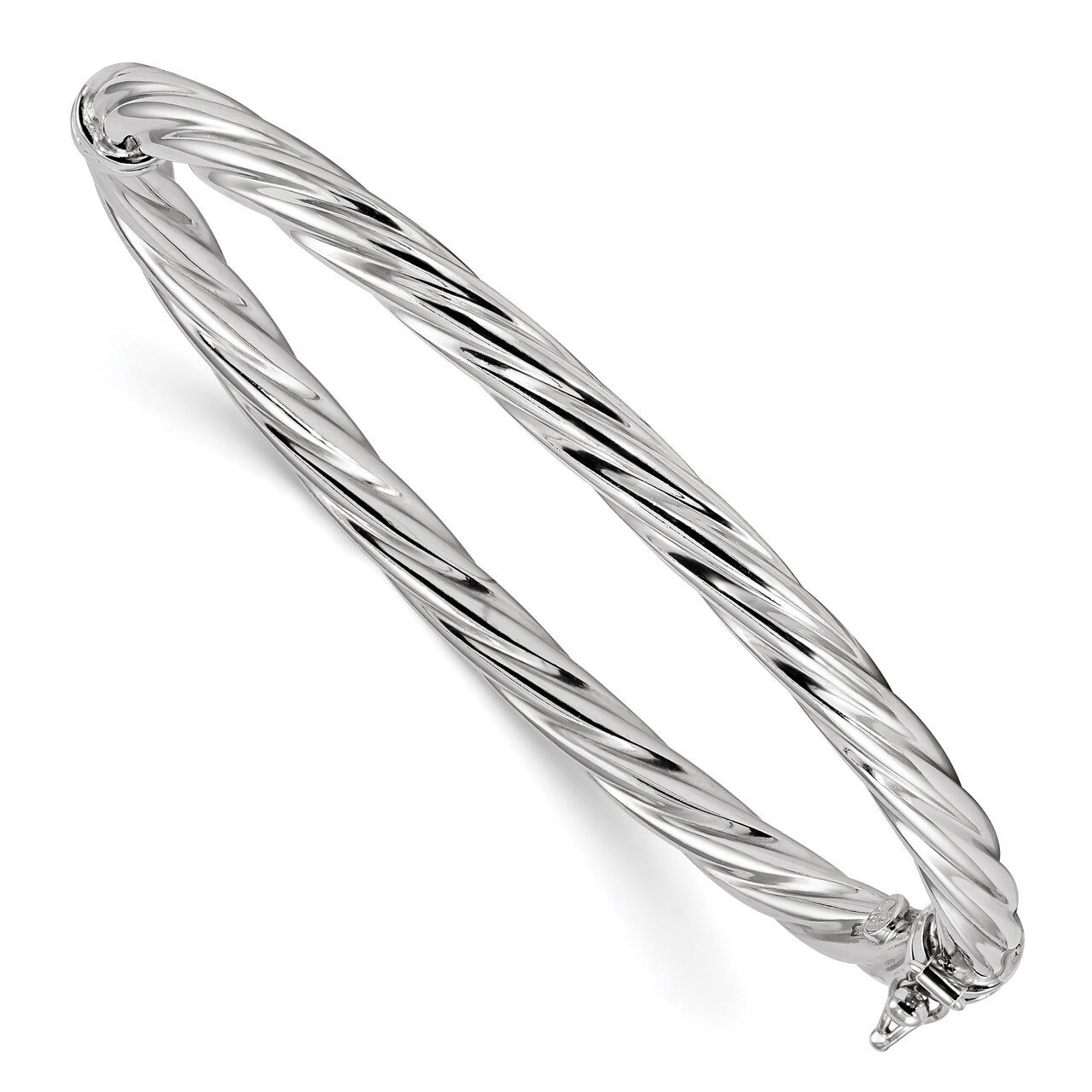 Twisted Hinged Bangle Sterling Silver Rhodium-plated Polished QB1092, MPN: QB1092, 883957871042