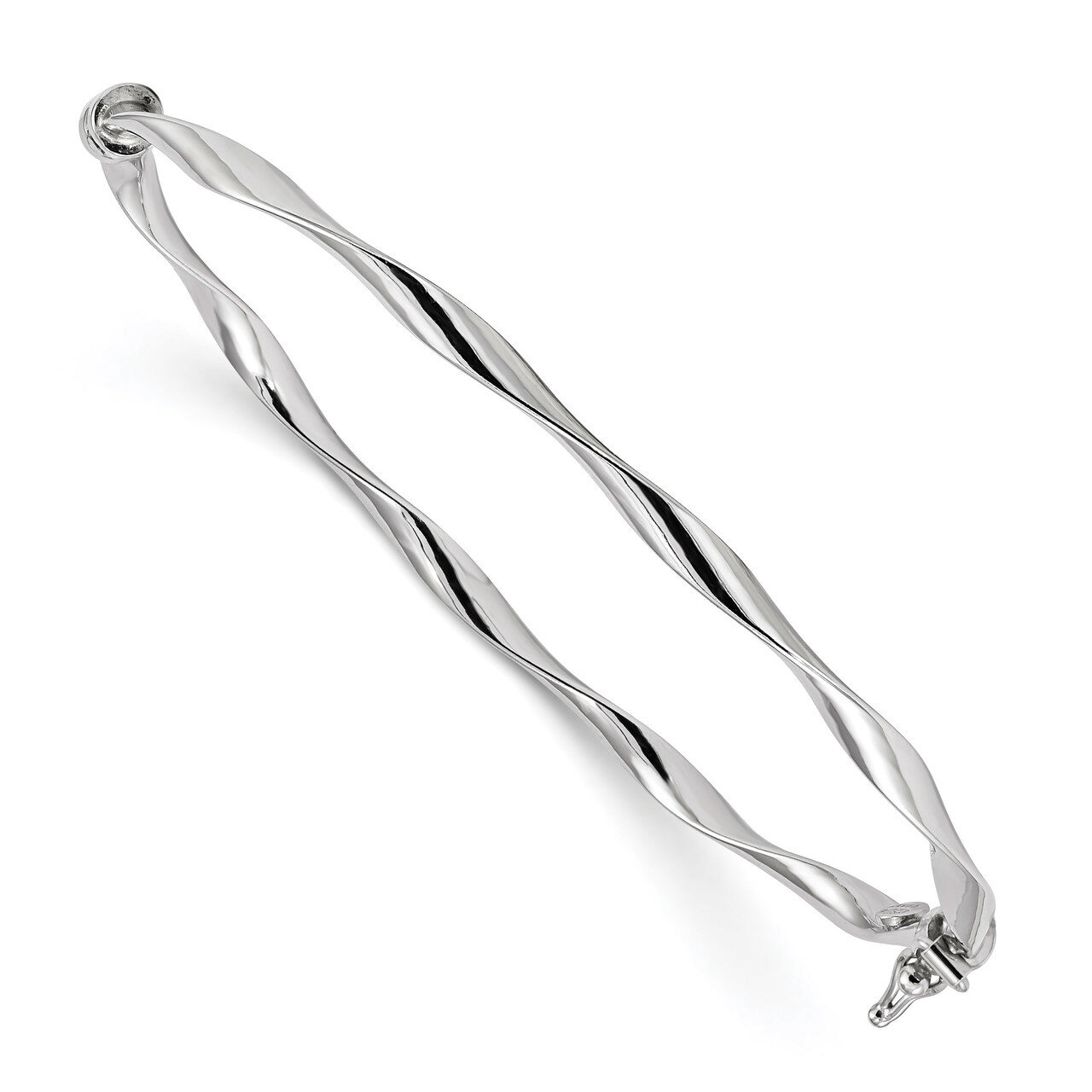 Twisted Hinged Bangle Sterling Silver Rhodium-plated Polished QB1094, MPN: QB1094, 191101107306