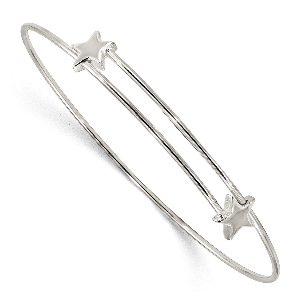 Star Adjustable Bangle Sterling Silver Polished QB1109, MPN: QB1109, 191101920714