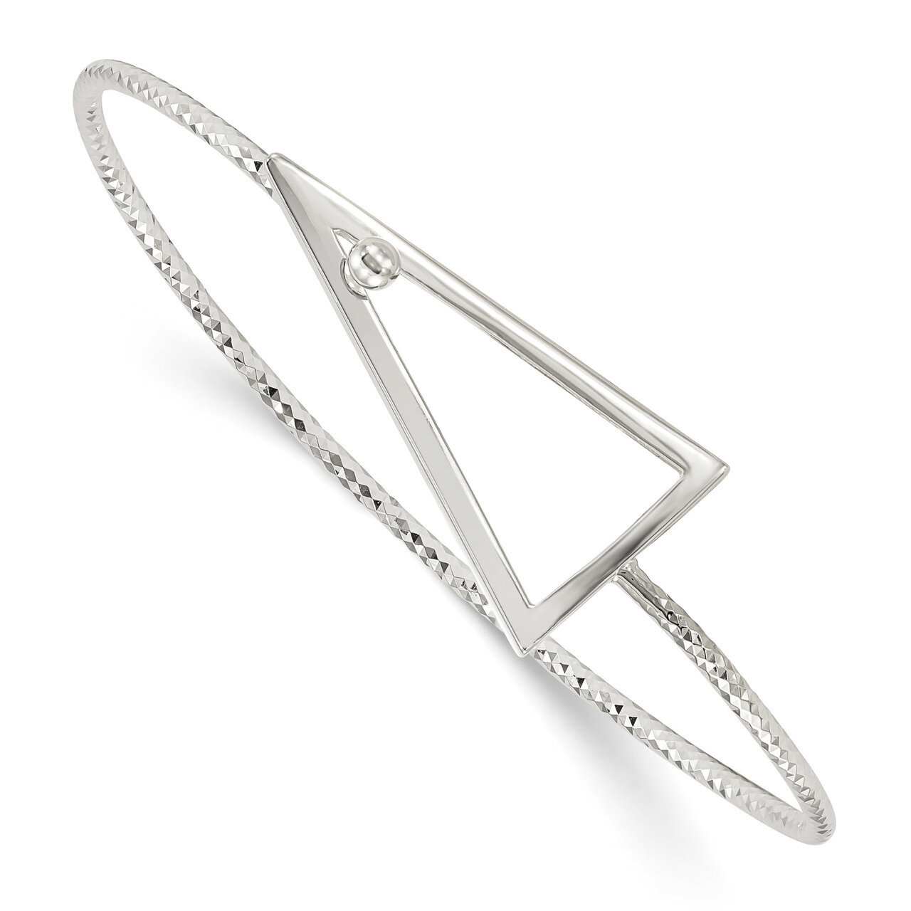 Triangle Interlocking Bangle Bracelet Sterling Silver Diamond Cut QB1123, MPN: QB1123, 886774102740