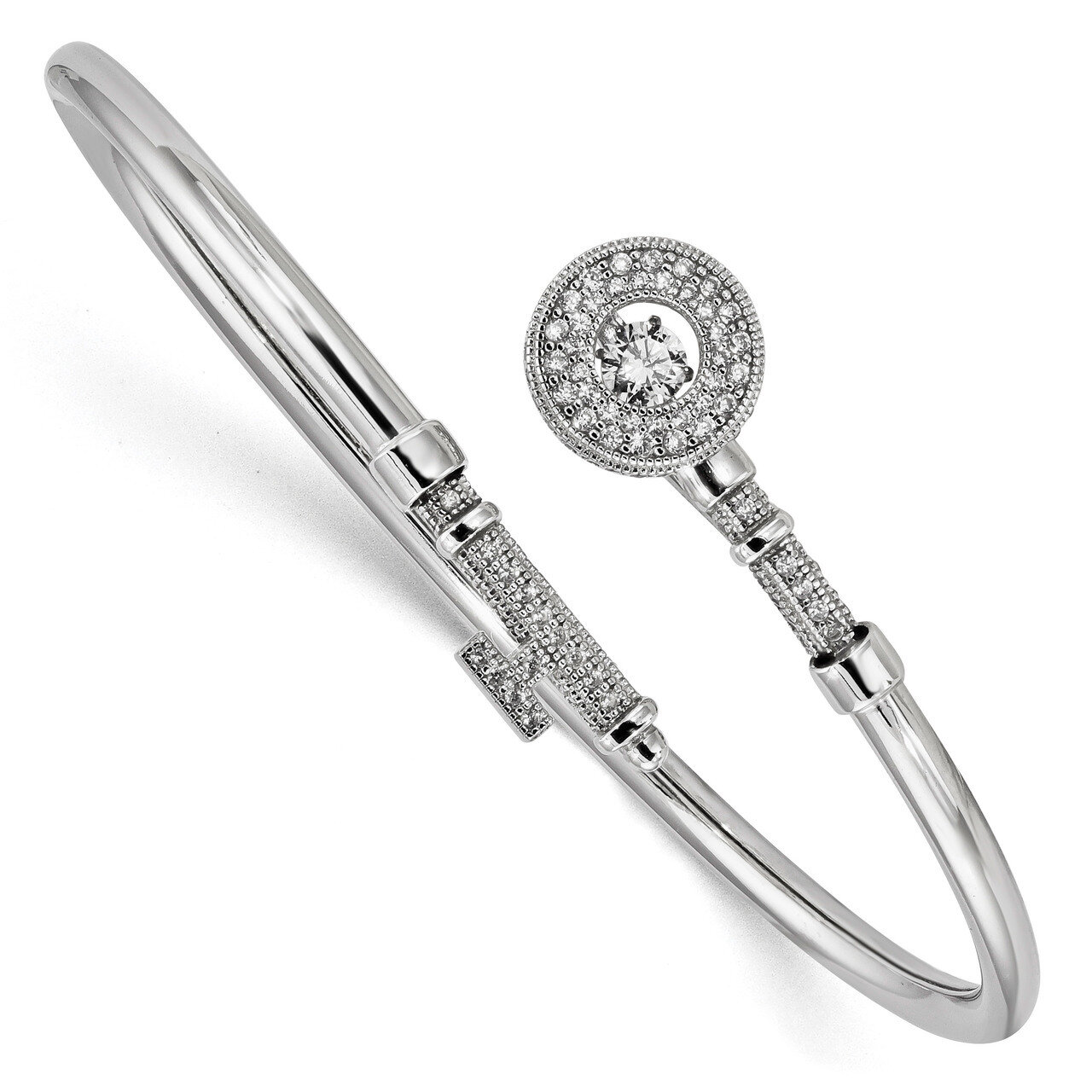 Swarovski &amp; Vibrant CZ Diamond Key Bangle Sterling Silver Platinum-plated QB1134, MPN: QB1134, 8867…