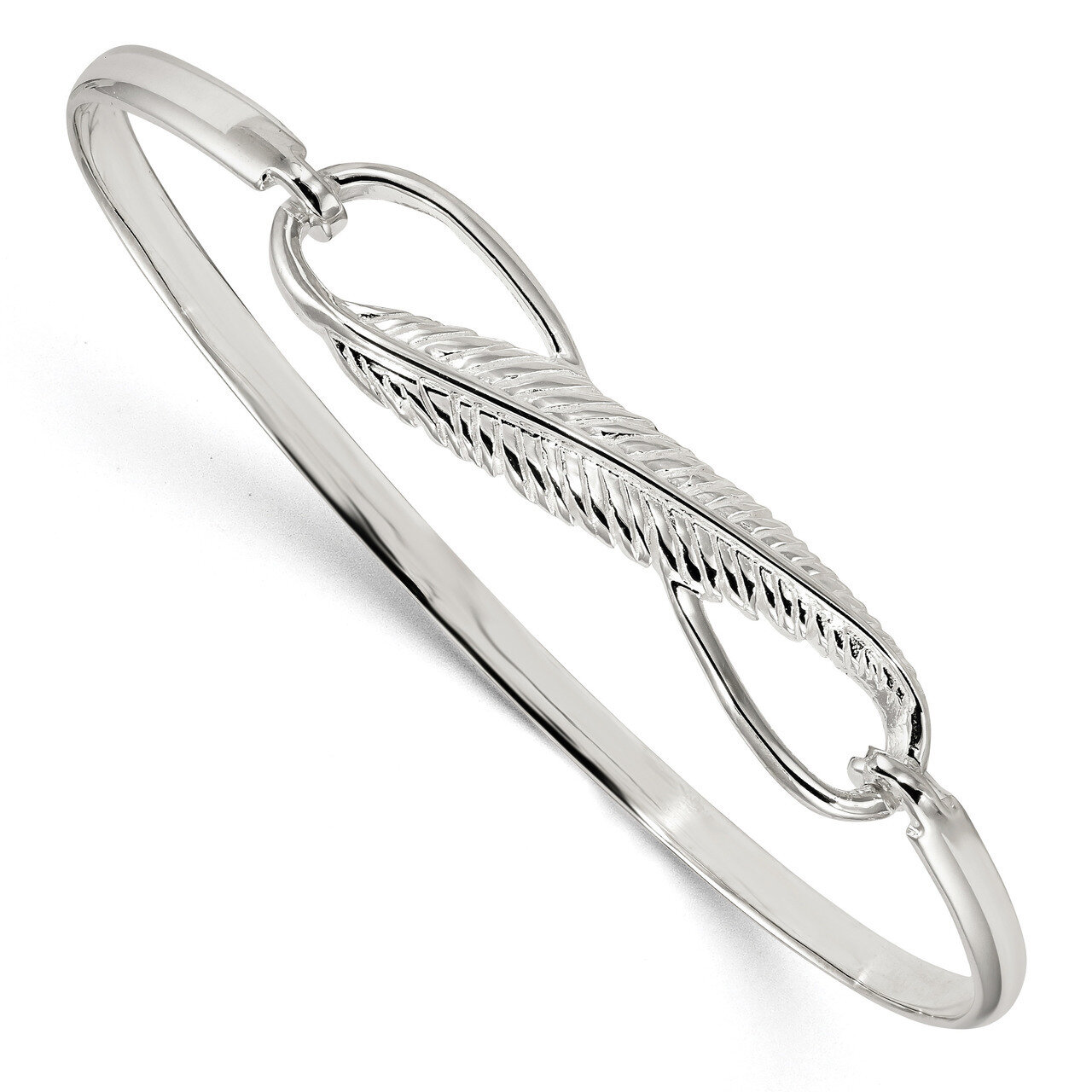 Infinity with Feather Bangle Bracelet Sterling Silver QB1139, MPN: QB1139, 886774114002